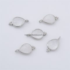 Clear Quartz Faceted Drop Shaped Charm Pendants, with Silver Color Plated Base Metal Findings, Approx 10x17mm, Sell by Piece