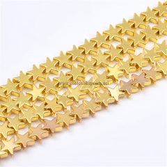 Bright Gold Plated Hematite Flat Stars, Approx 4-10mm, Approx 38cm/strand