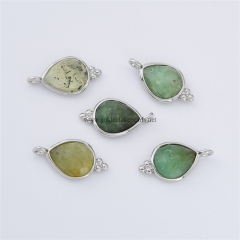 Chrysoprase Faceted Drop Shaped Charm Pendants, with Silver Color Plated Base Metal Findings, Approx 10x17mm, Sell by Piece
