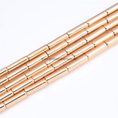 24k Gold Plated Hematite Plain Tube, Approx 4x13mm, Approx 38cm/strand