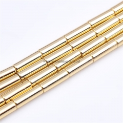 Bright Light Gold Plated Hematite Plain Tubes, Approx 4x13mm, Approx 38cm/strand