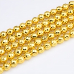 Bright Gold Plated Hematite Faceted Rounds, 128 Facets, Approx 2-8mm, Approx 38cm/strand