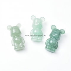 Green Aventurine Carved Violent Bear Sculpture Display Decorations, Approx 21x36x17mm, Sell by Piece