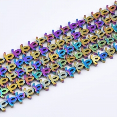 Rainbow Plated Hematite Flower Bud Shaped Beads, Approx 6mm, Approx 38cm/strand