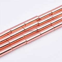 Bright Rose Gold Plated Hematite Plain Tubes, Approx 4x13mm, Approx 38cm/strand