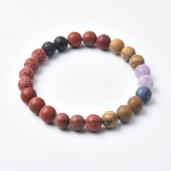 Mixed Stone Matte Rounds Stretch Bracelets, Approx 8mm, Sell by Piece