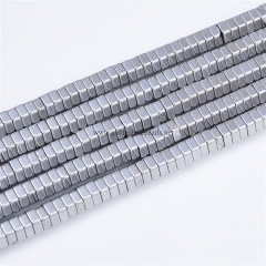 Silver Plated Hematite Hexagon Nuts, Approx 2x1-6x3mm, Approx 38cm/strand