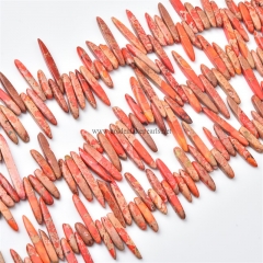 Orange Impression Jasper Center-drilled Long Narrow Nuggets, Approx 4-6x20-60mm, Approx 38cm/strand