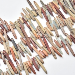 Aqua Terra Jasper Center-drilled Long Narrow Nuggets, Approx 4-6x20-60mm, Approx 38cm/strand