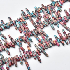 Multicolor Impression Jasper Center-drilled Long Narrow Nuggets, Approx 4-6x20-60mm, Approx 38cm/strand