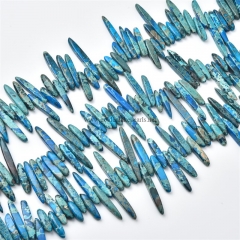 Lake Blue Impression Jasper Center-drilled Long Narrow Nuggets, Approx 4-6x20-60mm, Approx 38cm/strand