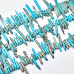Turquoise Blue Impression Jasper Center-drilled Long Narrow Nuggets, Approx 4-6x20-60mm, Approx 38cm/strand
