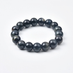 Dyed Blue Tiger Eye Plain Rounds Stretch Bracelets, Approx 8-12mm, Sell by Piece