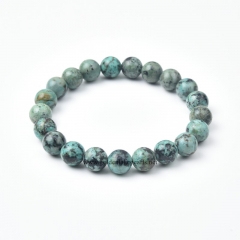 African Turquoise Plain Rounds Stretch Bracelets, Approx 8-10mm, Sell by Piece