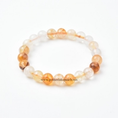 Yellow Tangerine Quartz Plain Rounds Stretch Bracelets, Approx 8-10mm, Sell by Piece