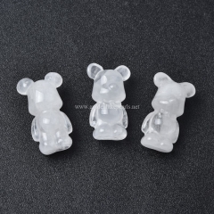 Clear Quartz Carved Violent Bear Sculpture Display Decorations, Approx 21x36x17mm, Sell by Piece