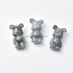 Labradorite Carved Violent Bear Sculpture Display Decorations, Approx 21x36x17mm, Sell by Piece