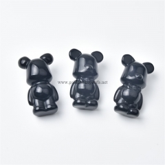 Black Obsidian Carved Violent Bear Sculpture Display Decorations, Approx 21x36x17mm, Sell by Piece