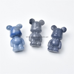 Blue Aventurine Carved Violent Bear Sculpture Display Decorations, Approx 21x36x17mm, Sell by Piece