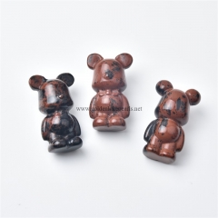 Mahogany Obsidian Carved Violent Bear Sculpture Display Decorations, Approx 21x36x17mm, Sell by Piece