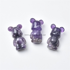 Amethyst Carved Violent Bear Sculpture Display Decorations, Approx 21x36x17mm, Sell by Piece