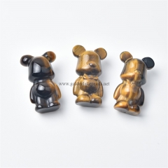Yellow Tiger Eye Carved Violent Bear Sculpture Display Decorations, Approx 21x36x17mm, Sell by Piece