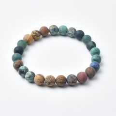 Mixed Stone Matte Rounds Stretch Bracelets, Approx 8mm, Sell by Piece