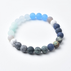 Mixed Stone Matte Rounds Stretch Bracelets, Approx 8mm, Sell by Piece