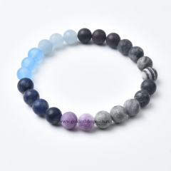 Mixed Stone Matte Rounds Stretch Bracelets, Approx 8mm, Sell by Piece