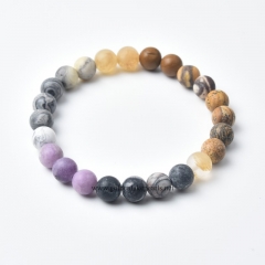 Mixed Stone Matte Rounds Stretch Bracelets, Approx 8mm, Sell by Piece