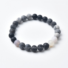 Mixed Stone Matte Rounds Stretch Bracelets, Approx 8mm, Sell by Piece