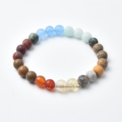 Mixed Stone Matte Rounds Stretch Bracelets, Approx 8mm, Sell by Piece