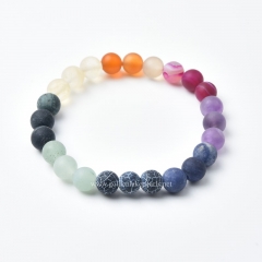 Mixed Stone Matte Rounds Stretch Bracelets, Approx 8mm, Sell by Piece