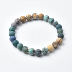 Mixed Stone Matte Rounds Stretch Bracelets, Approx 8mm, Sell by Piece