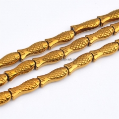 Gold Plated Hematite Fish, Approx 8x16mm, Approx 38cm/strand