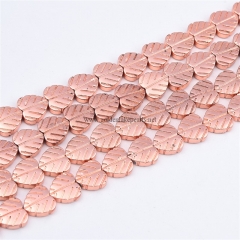 Bright Rose Gold Color Plated Hematite Leaf, Approx 8mm, Approx 38cm/strand