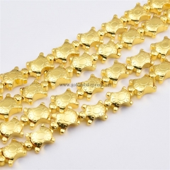 Bright Gold Plated Through-drilled Hematite Tortoise, Approx 10x13mm, Approx 38cm/strand