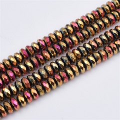 Gold Purple Plated Hematite Faceted Rondelles, Approx 2x3-3x8mm, Approx 38cm/strand