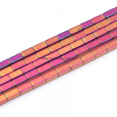 Gold Purple Plated Hematite Cuboid, Approx 2x4mm, Approx 38cm/strand
