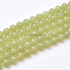Dyed Olive Green Jade Plain Rounds, Approx 6-10mm, Approx 38cm/strand