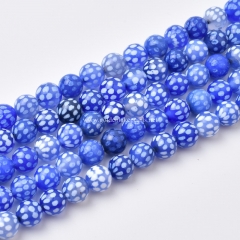 Tibetan dZi Beads Blue Agate Dots Pattern Plain Rounds, Approx 8-10mm, Approx 38cm/strand