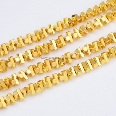 Bright Gold Plated Hematite 6-Sides Center-drilled Cylinder, Approx 3x6mm, Approx 38cm/strand