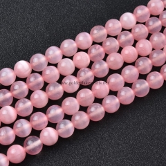 Parrot Pink Selenite Plain Rounds, Approx 6-10mm, Approx 38cm/strand