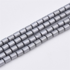 Silver Color Plated Hematite Matte Cylinder, Approx 4x5mm, Approx 38cm/strand