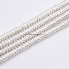 White Silver Plated Hematite Matte Rondelles, Approx 2x4mm, Approx 38cm/strand
