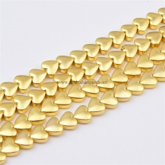 Bright Gold Plated Hematite Plain Puffy Hearts, Approx 8mm, Approx 38cm/strand