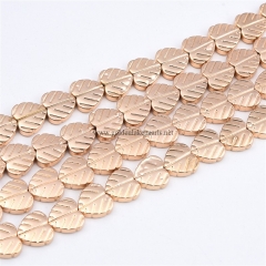 Bright Light Rose Gold Color Plated Hematite Leaf, Approx 8mm, Approx 38cm/strand