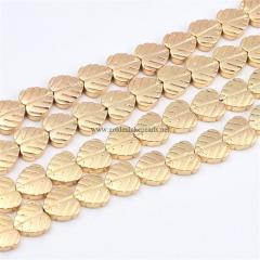 Bright Light Gold Color Plated Hematite Leaf, Approx 8mm, Approx 38cm/strand