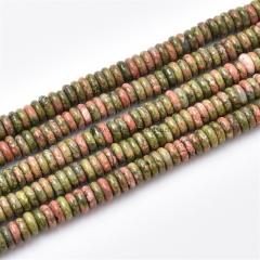 Unakite Plain Rondelles, Approx 2.5x6mm, Approx 38cm/strand