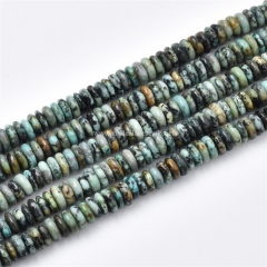 African Turquoise Plain Rondelles, Approx 2.5x6mm, Approx 38cm/strand